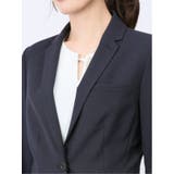 綿麻ライク 1ボタン7分袖ジャケット 紺(セットアップ可能) | TAKA-Q WOMEN | 詳細画像8