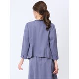 麻調合繊 キーネック7分袖ジャケット ダルブルー(セットアップ可能) | TAKA-Q WOMEN | 詳細画像3