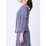 麻調合繊 キーネック7分袖ジャケット ダルブルー(セットアップ可能) | TAKA-Q WOMEN | 詳細画像6