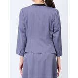 麻調合繊 キーネック7分袖ジャケット ダルブルー(セットアップ可能) | TAKA-Q WOMEN | 詳細画像7
