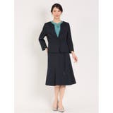 麻調合繊 キーネック7分袖ジャケット 紺(セットアップ可能) | TAKA-Q WOMEN | 詳細画像10