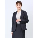75紺 | ウール混組織柄 1ボタンジャケット(セットアップ可能) | TAKA-Q WOMEN