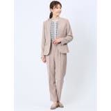 ストレッチウォッシャブル カラーレスジャケット 茶(セットアップ可能) | TAKA-Q WOMEN | 詳細画像10