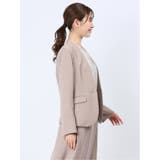 ストレッチウォッシャブル カラーレスジャケット 茶(セットアップ可能) | TAKA-Q WOMEN | 詳細画像4