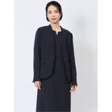 75紺 | ストレッチウォッシャブル カラーレスジャケット 紺 | TAKA-Q WOMEN