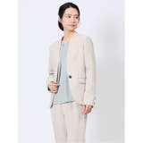 ストレッチウォッシャブル カラーレスジャケット ライトグレー | TAKA-Q WOMEN | 詳細画像1