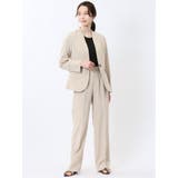 麻調合繊 カラーレスジャケット ベージュ(セットアップ可能) | TAKA-Q WOMEN | 詳細画像5