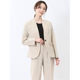 33ベージュ | 麻調合繊 カラーレスジャケット ベージュ(セットアップ可能) | TAKA-Q WOMEN