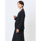ストレッチウォッシャブル カラーレスジャケット 紺(セットアップ可能) | TAKA-Q WOMEN | 詳細画像2 