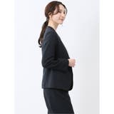 麻調合繊 カラーレスジャケット 紺(セットアップ可能) | TAKA-Q WOMEN | 詳細画像4