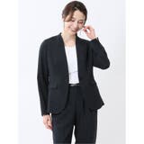 75紺 | 麻調合繊 カラーレスジャケット 紺(セットアップ可能) | TAKA-Q WOMEN