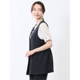 麻調合繊 ペプラム ジレ 紺(セットアップ可能) | TAKA-Q WOMEN | 詳細画像2