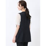 麻調合繊 ペプラム ジレ 紺(セットアップ可能) | TAKA-Q WOMEN | 詳細画像3