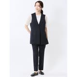 麻調合繊 ペプラム ジレ 紺(セットアップ可能) | TAKA-Q WOMEN | 詳細画像5