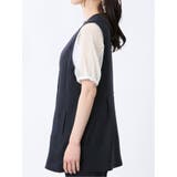 麻調合繊 ペプラム ジレ 紺(セットアップ可能) | TAKA-Q WOMEN | 詳細画像7