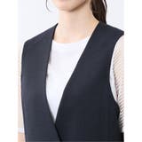 麻調合繊 ペプラム ジレ 紺(セットアップ可能) | TAKA-Q WOMEN | 詳細画像9