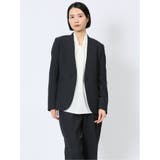 75紺 | ストレッチウォッシャブル オックス カラーレスジャケット | TAKA-Q WOMEN