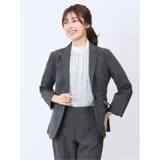 06グレー | クールドッツ 1ボタン7分袖ジャケット グレー(セットアップ可能) | TAKA-Q WOMEN