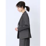レーヨン混ストレッチ 1ボタンジャケット チェックグレー(セットアップ可能) | TAKA-Q WOMEN | 詳細画像2 