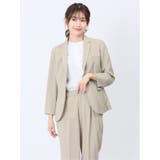 33ベージュ | シアサッカー 1ボタン7分袖ジャケット ベージュ(セットアップ可能) | TAKA-Q WOMEN