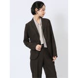 ウェザーストレッチウォッシャブル 1ボタンジャケット こげ茶 | TAKA-Q WOMEN | 詳細画像4