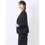 ウェザーストレッチウォッシャブル 1ボタンジャケット 紺(セットアップ可能) | TAKA-Q WOMEN | 詳細画像2