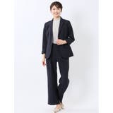 ウェザーストレッチウォッシャブル 1ボタンジャケット 紺(セットアップ可能) | TAKA-Q WOMEN | 詳細画像5