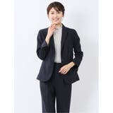 75紺 | ウェザーストレッチウォッシャブル 1ボタンジャケット 紺(セットアップ可能) | TAKA-Q WOMEN