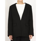 ウーリッシュ カラーレスロングジャケット 黒(セットアップ可能) | TAKA-Q WOMEN | 詳細画像5