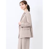 杢調 ダブルジャケット ベージュ(セットアップ可能) | TAKA-Q WOMEN | 詳細画像2