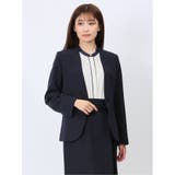 ダブルクロス カラーレスジャケット 紺(セットアップ可能) | TAKA-Q WOMEN | 詳細画像1