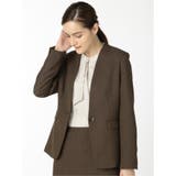 ツムギート カラーレスジャケット 茶(セットアップ可能) | TAKA-Q WOMEN | 詳細画像2