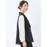 ダブルクロス ロングジレ 紺(セットアップ可能) | TAKA-Q WOMEN | 詳細画像4 