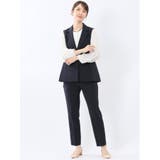 ダブルクロス ロングジレ 紺(セットアップ可能) | TAKA-Q WOMEN | 詳細画像5 