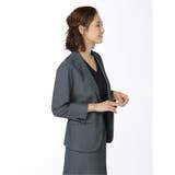ドビーニット セットアップ 1ボタン7分袖ジャケット 紺 | TAKA-Q WOMEN | 詳細画像4