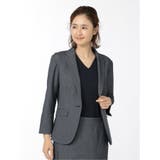 75紺 | ドビーニット セットアップ 1ボタン7分袖ジャケット 紺 | TAKA-Q WOMEN
