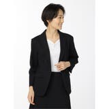 ドビーニット セットアップ 1ボタン7分袖ジャケット 組織紺 | TAKA-Q WOMEN | 詳細画像4