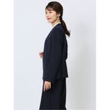 カットジョーゼット カラーレスジャケット 紺(セットアップ可能) | TAKA-Q WOMEN | 詳細画像2