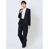 カットジョーゼット カラーレスジャケット 紺(セットアップ可能) | TAKA-Q WOMEN | 詳細画像5