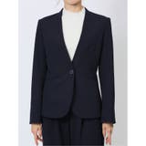 カットジョーゼット カラーレスジャケット 紺(セットアップ可能) | TAKA-Q WOMEN | 詳細画像6