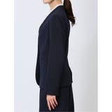 カットジョーゼット カラーレスジャケット 紺(セットアップ可能) | TAKA-Q WOMEN | 詳細画像7