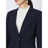 カットジョーゼット カラーレスジャケット 紺(セットアップ可能) | TAKA-Q WOMEN | 詳細画像9