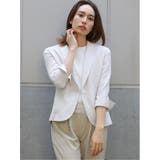 33ベージュ | コードレーンサッカー1釦8分袖テーラージャケット ベージュストライプ | TAKA-Q WOMEN