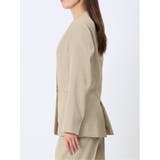 ウォッシャブル 麻調カラーレスダブルジャケット ベージュ(セットアップ可能) | TAKA-Q WOMEN | 詳細画像6