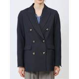 ウーリッシュ ダブルジャケット ピンドット紺(セットアップ可能) | TAKA-Q WOMEN | 詳細画像7