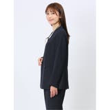 ウォッシャブル 麻調カラーレスダブルジャケット 紺(セットアップ可能) | TAKA-Q WOMEN | 詳細画像2