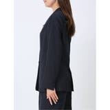 ウォッシャブル 麻調カラーレスダブルジャケット 紺(セットアップ可能) | TAKA-Q WOMEN | 詳細画像6