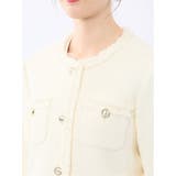 ファンシーツイード ノーカラージャケット アイボリー | TAKA-Q WOMEN | 詳細画像9 