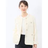 02アイボリー | ファンシーツイード ノーカラージャケット アイボリー | TAKA-Q WOMEN