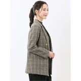 ストレッチウォッシャブル チェック柄 リラクシング ダブルジャケット | TAKA-Q WOMEN | 詳細画像4 